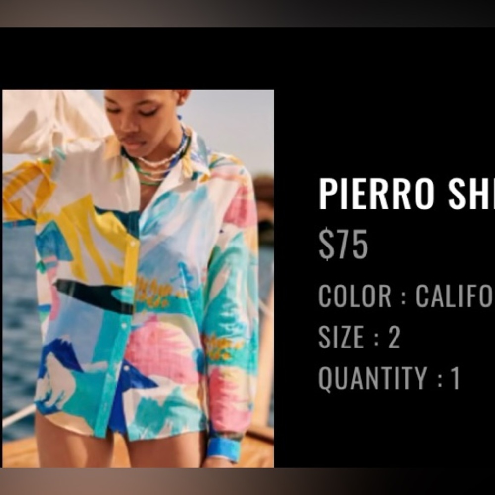 Sezane Multicolor Graphic button down shirt.